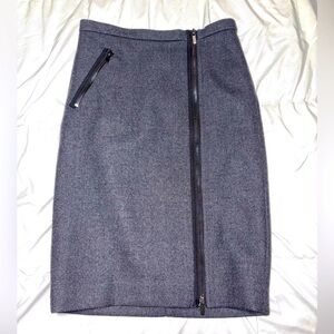 J.Crew soft 100% wool pencil skirt size 0 grey charcoal zipper